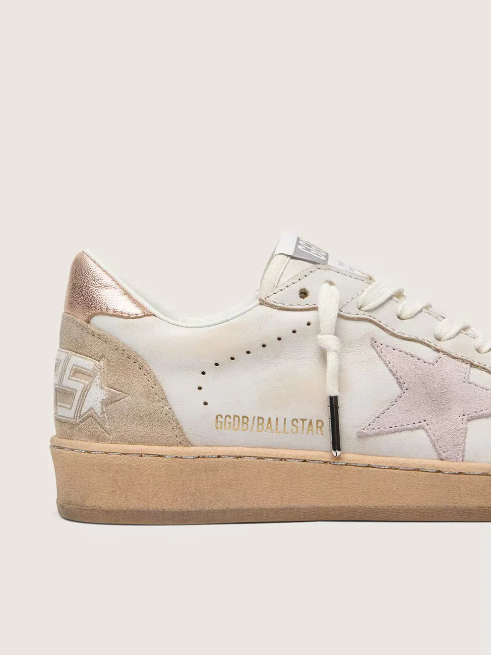 Ball Star femme avec étoile en daim rose, bords à paillettes argentées et contrefort or rose