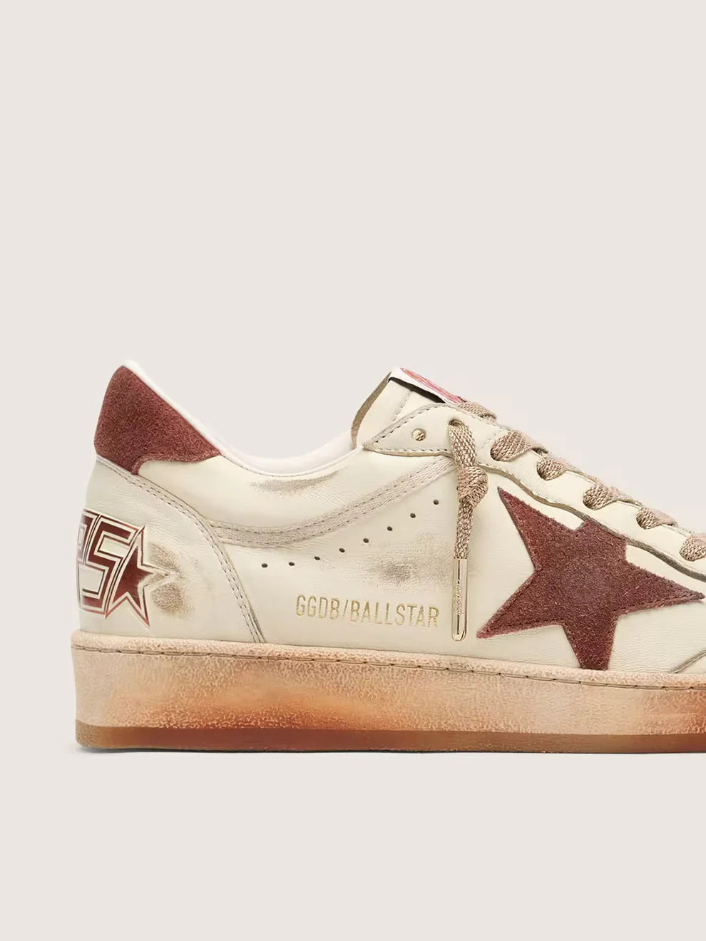 Ball Star femme en cuir blanc avec étoile et empiècement en cuir rouille