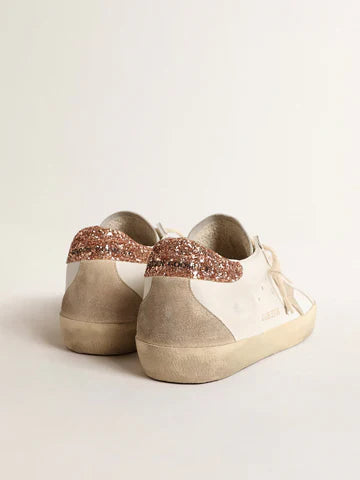 Super-Star avec étoile en daim et contrefort à paillettes rose pêche