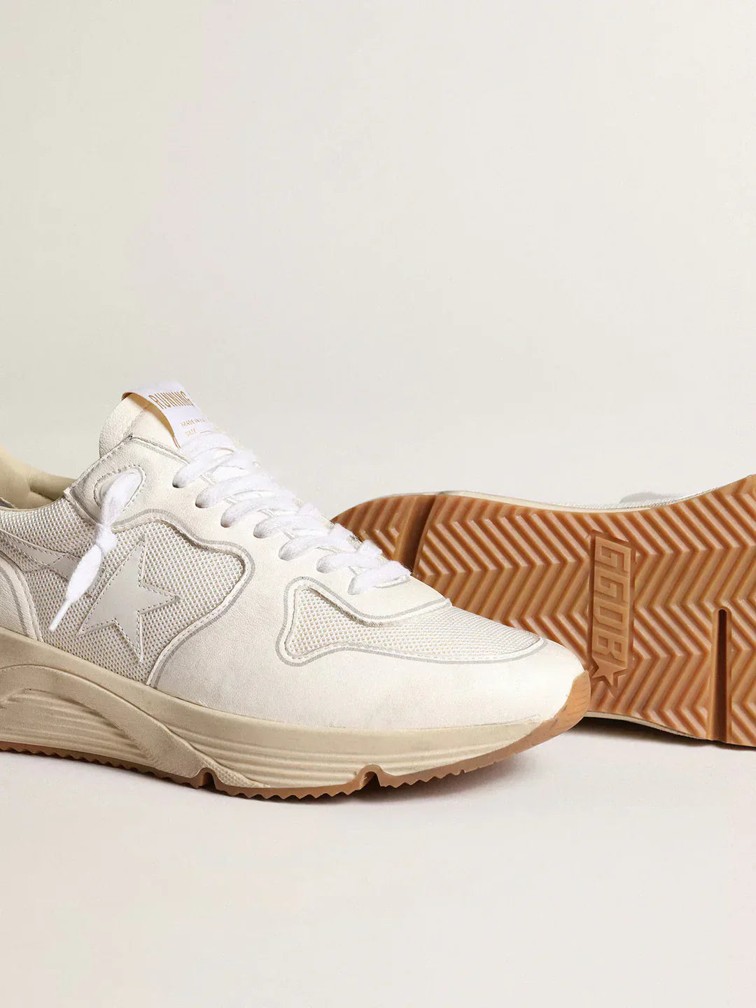 Running Sole homme en résille et nappa blancs