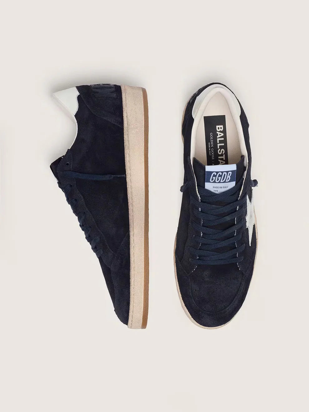 Ball Star homme en cuir velours bleu foncé avec étoile en cuir blanc