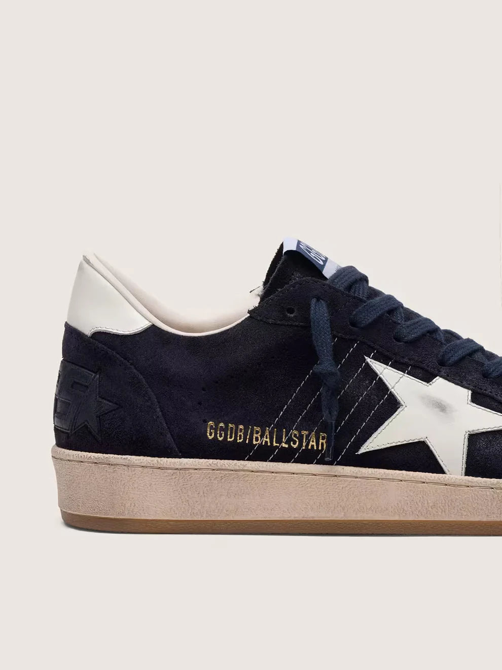 Ball Star homme en cuir velours bleu foncé avec étoile en cuir blanc