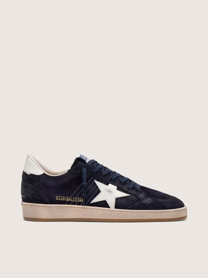 Ball Star homme en cuir velours bleu foncé avec étoile en cuir blanc
