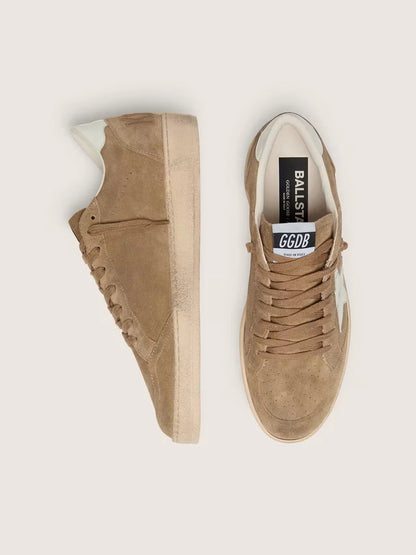 Ball Star homme en cuir velours marron avec étoile en cuir blanc