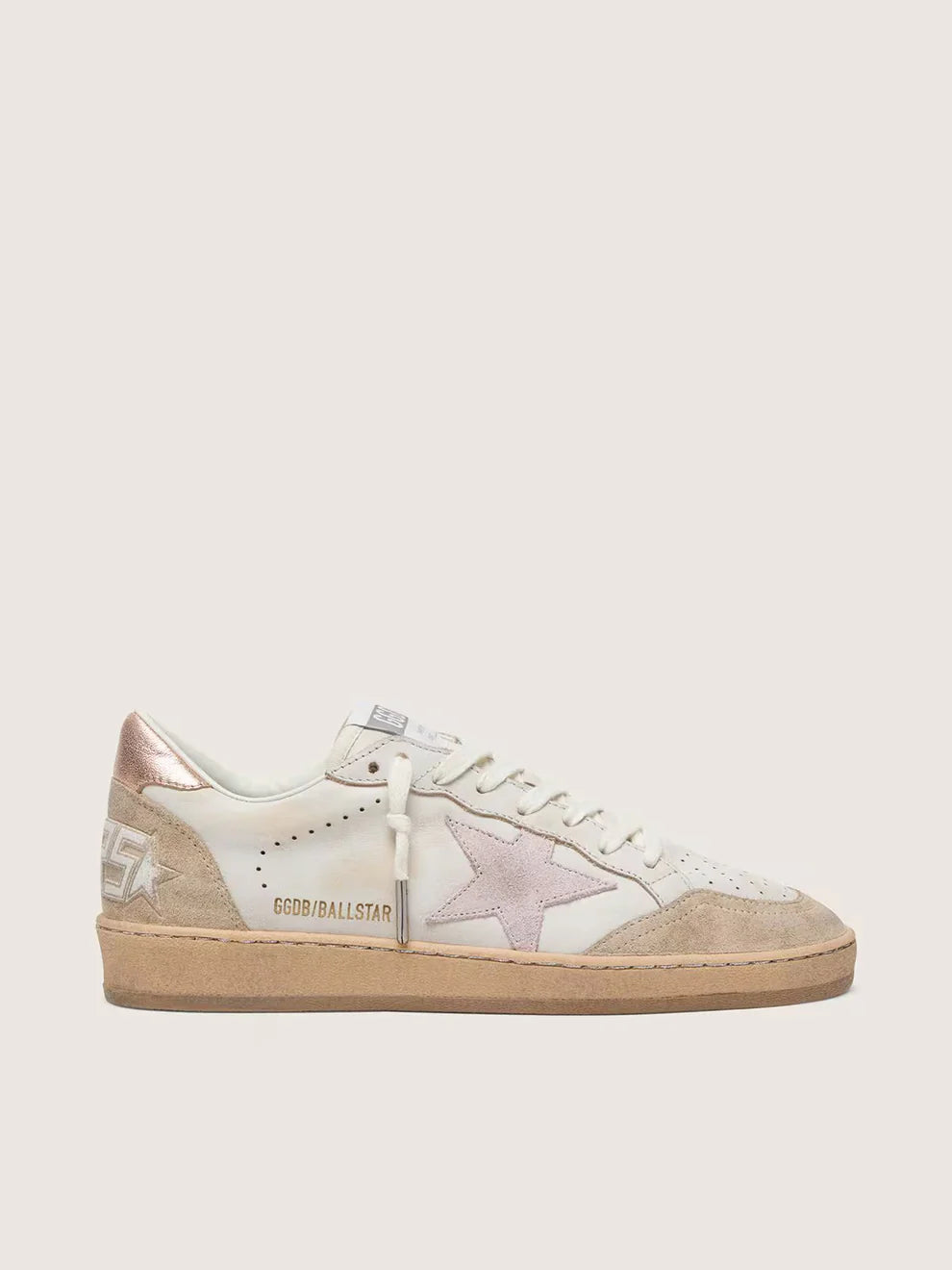 Ball Star femme avec étoile en daim rose, bords à paillettes argentées et contrefort or rose
