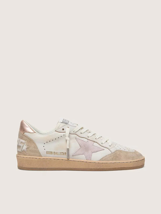 Ball Star femme avec étoile en daim rose, bords à paillettes argentées et contrefort or rose